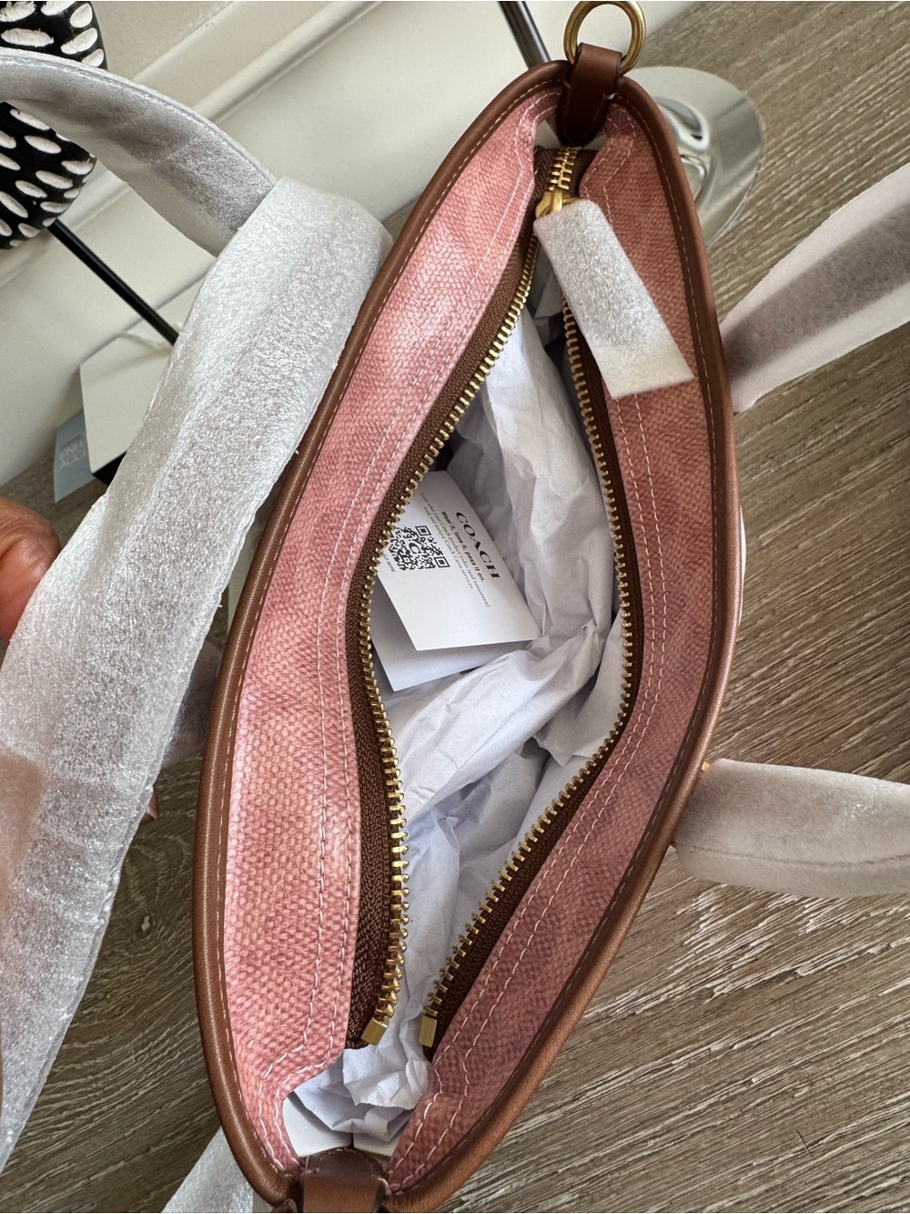 NWT Coach Taxi Pink Signature Canvas Tote with Brown Leather Accents - Picture 9 of 9